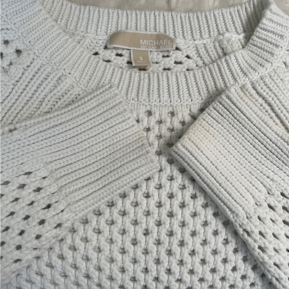 Micheal Micheal Kors White Mesh-Like Sweater, Size Small - Picture 3 of 16